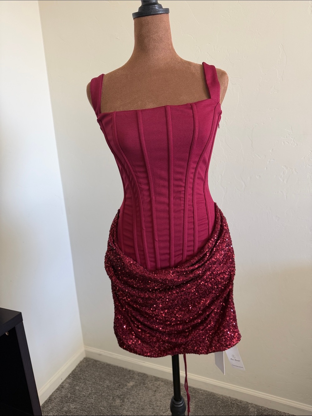 Miss Rosier Paulette Red Embellished Ruched Bodycon Mini Dress NWT